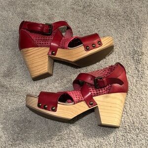 Free People Red Leather Heels